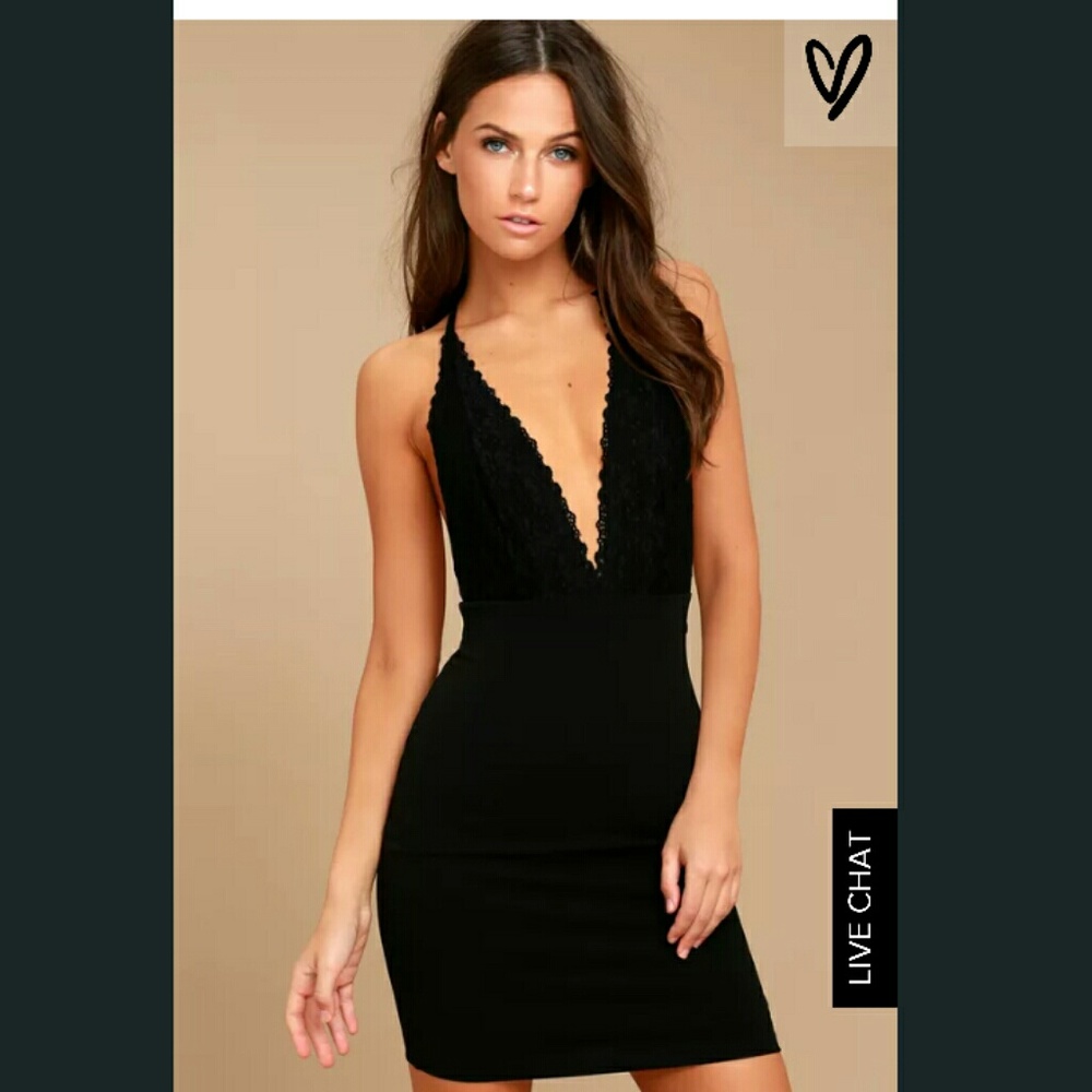 NWOT LULU’S Black Halter Dress👗